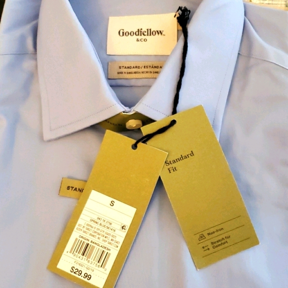 Goodfellow & Co Long Sleeve No-Iron Blue Shirt Size Small - Picture 6 of 7